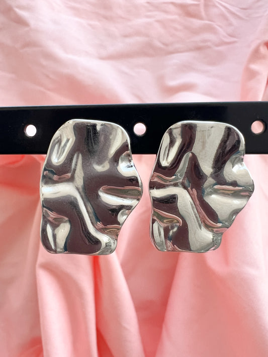 Boucles d'oreilles froissées rectangle
