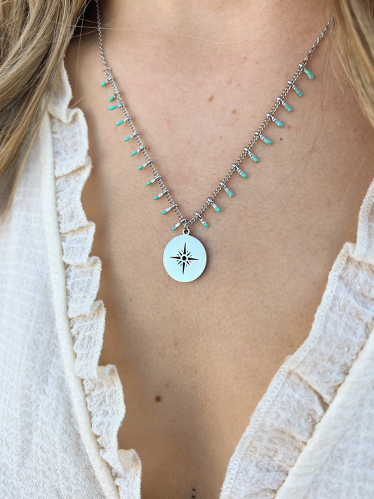 Collier étoile, bleu turquoise