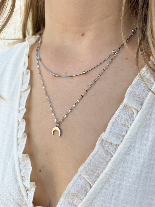 Collier lune, double chaînes
