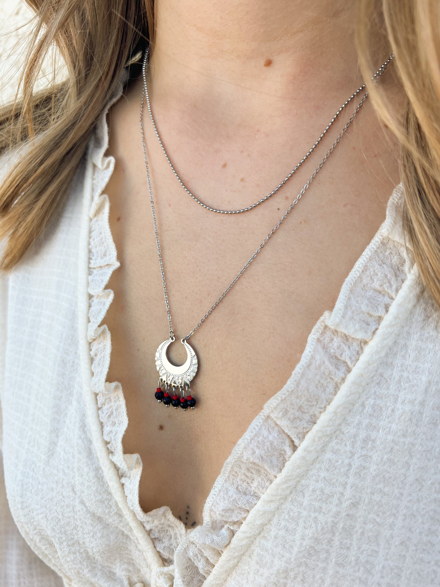 Collier lune double