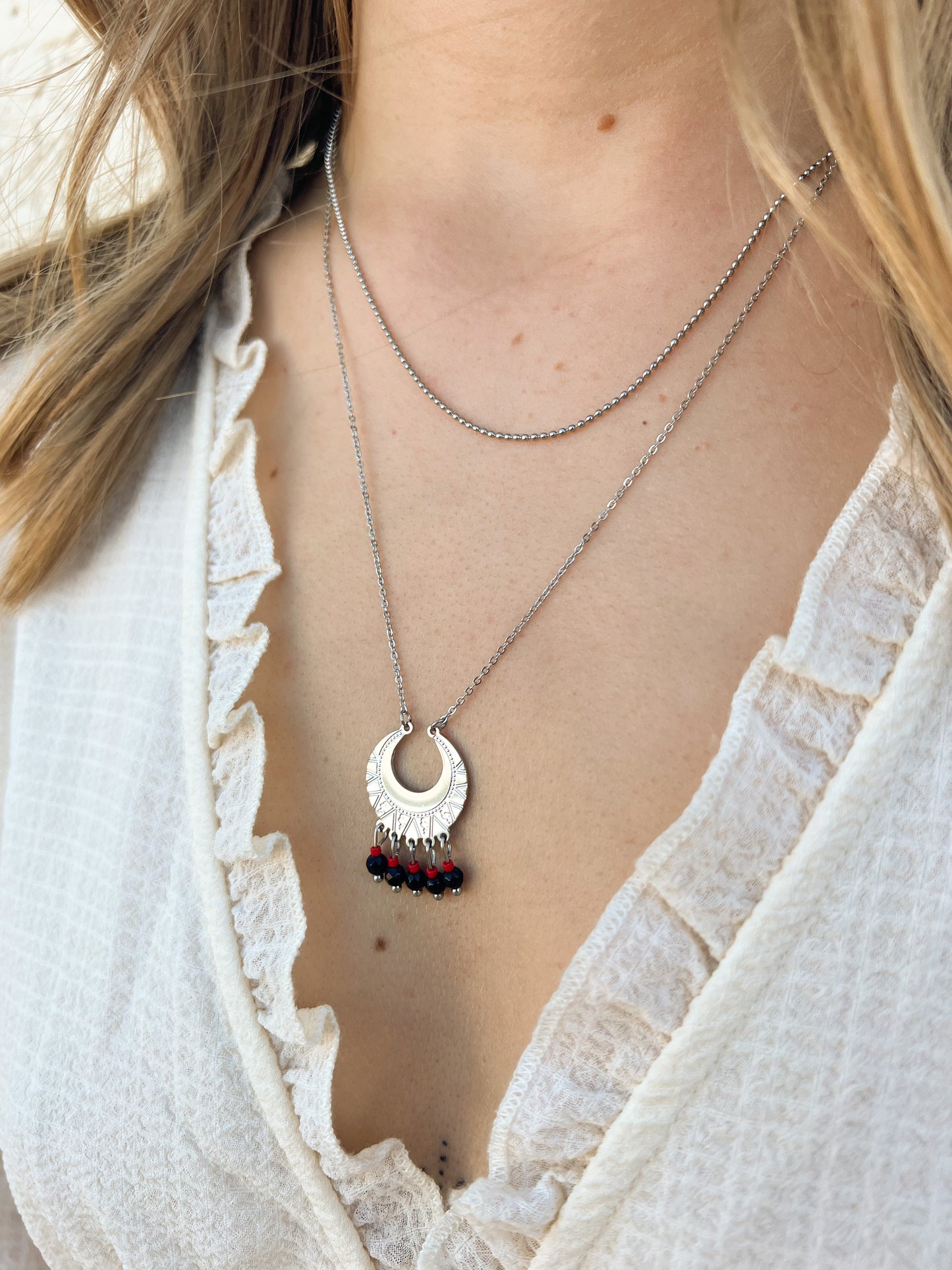 Collier lune double