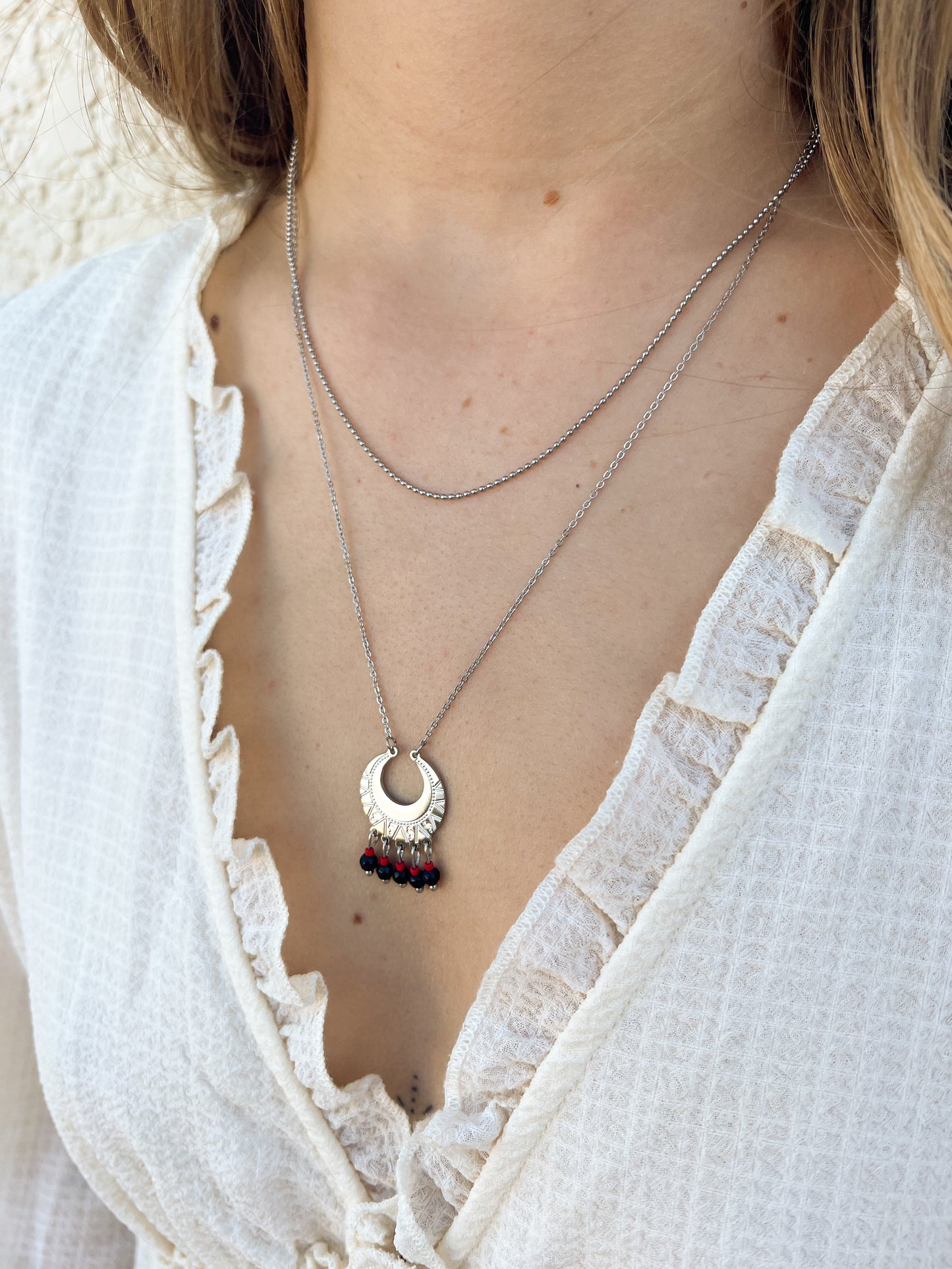 Collier lune double