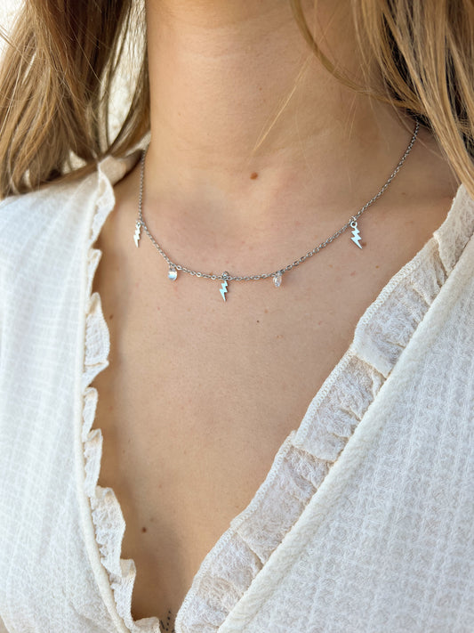Collier éclair, strass