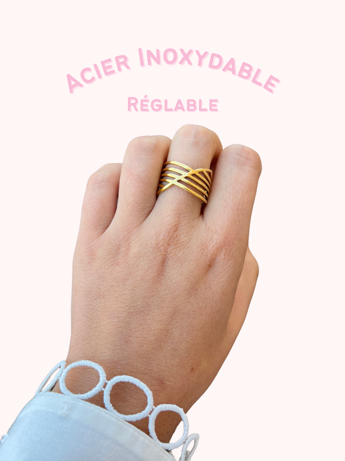 Nova – Bague Cage Dorée Acier Inoxydable