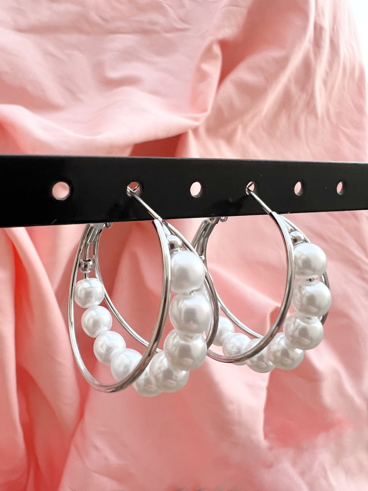 Nova – Boucles d'Oreilles Créole Perles Acier Inoxydable