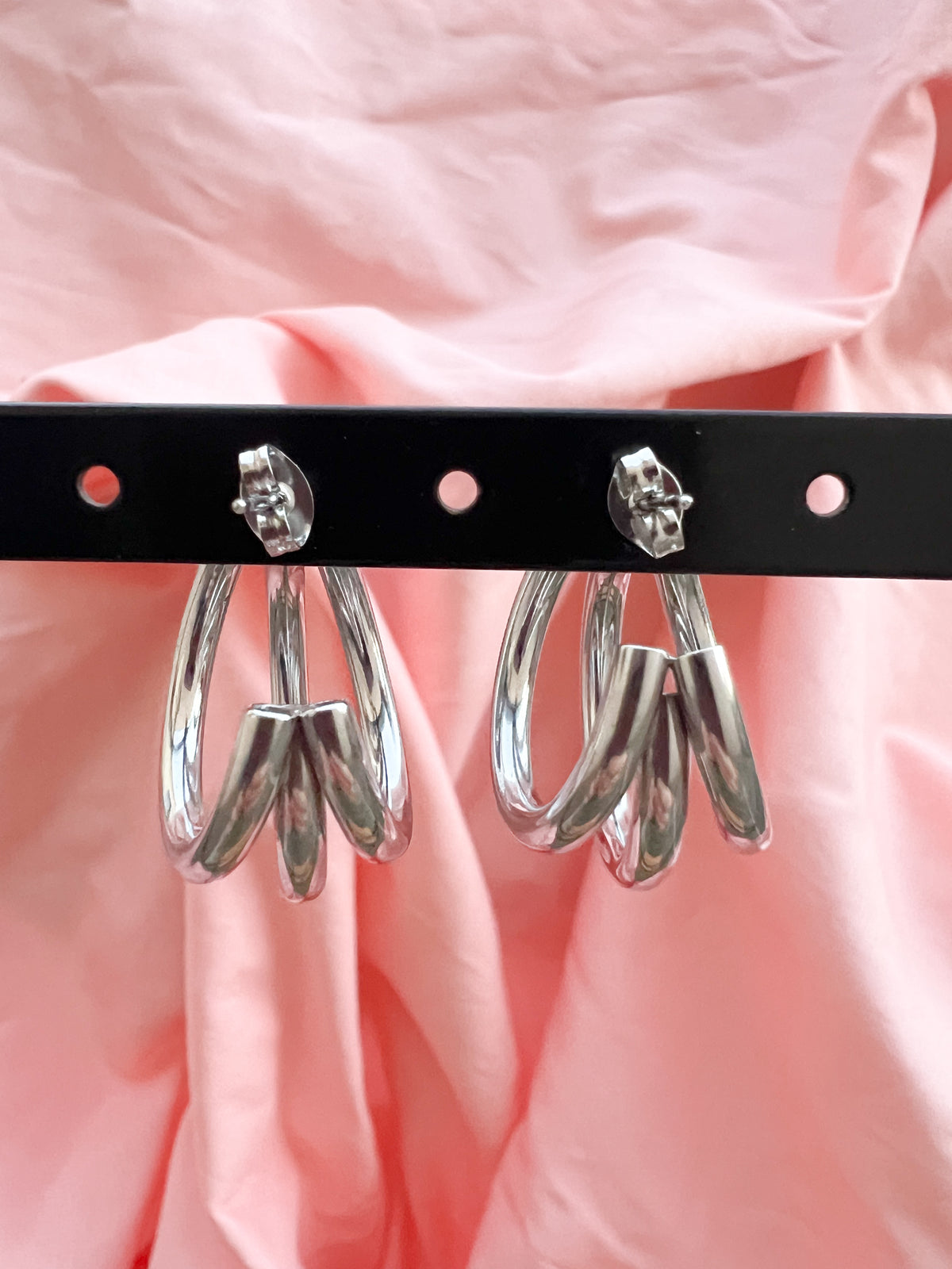 Mila – Boucles d'Oreilles Triple Créole Acier Inoxydable