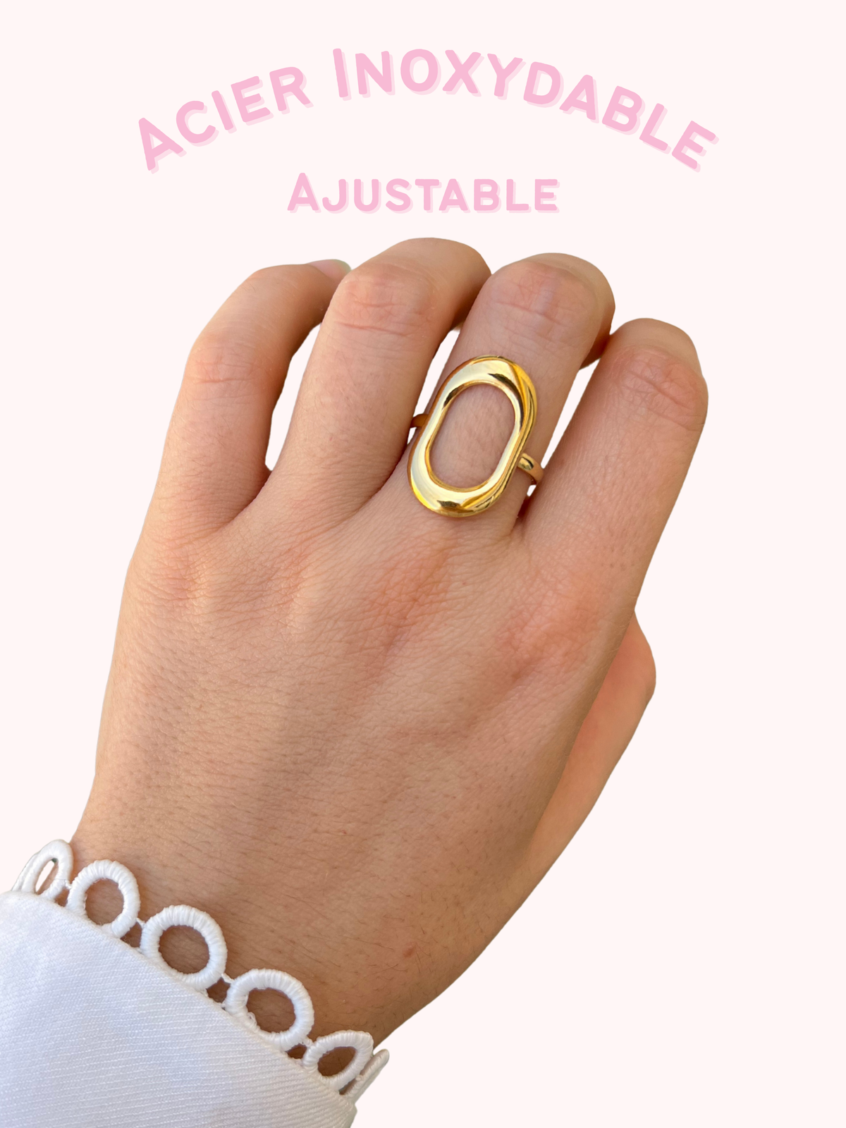Elio – Bague Anneau Ouvert Ovale Lisse Doré