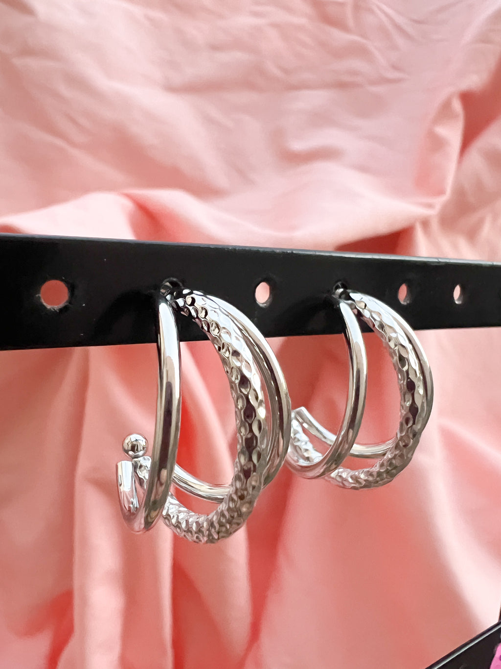 Malina – Boucles d'Oreilles Triple Créole Torsadée Acier Inoxydable