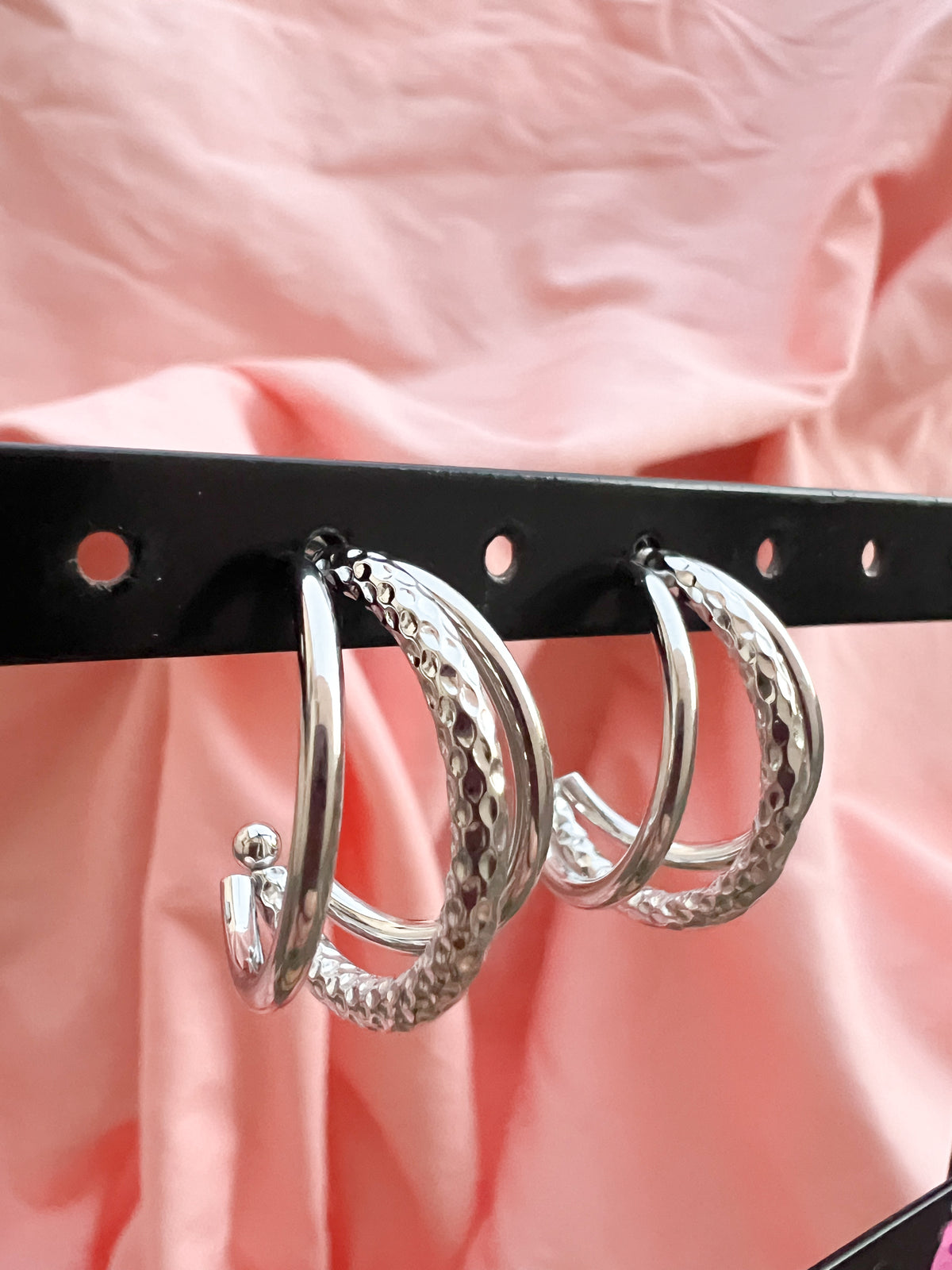 Malina – Boucles d'Oreilles Triple Créole Torsadée Acier Inoxydable