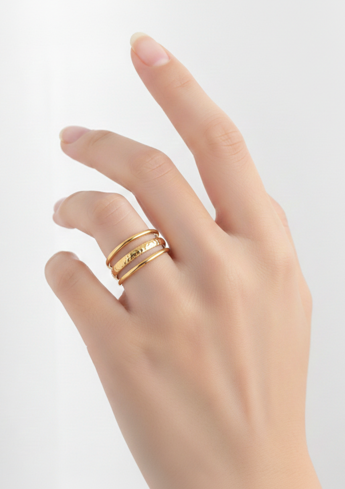 Onde – Bague Triple Anneau Fin Acier Inoxydable