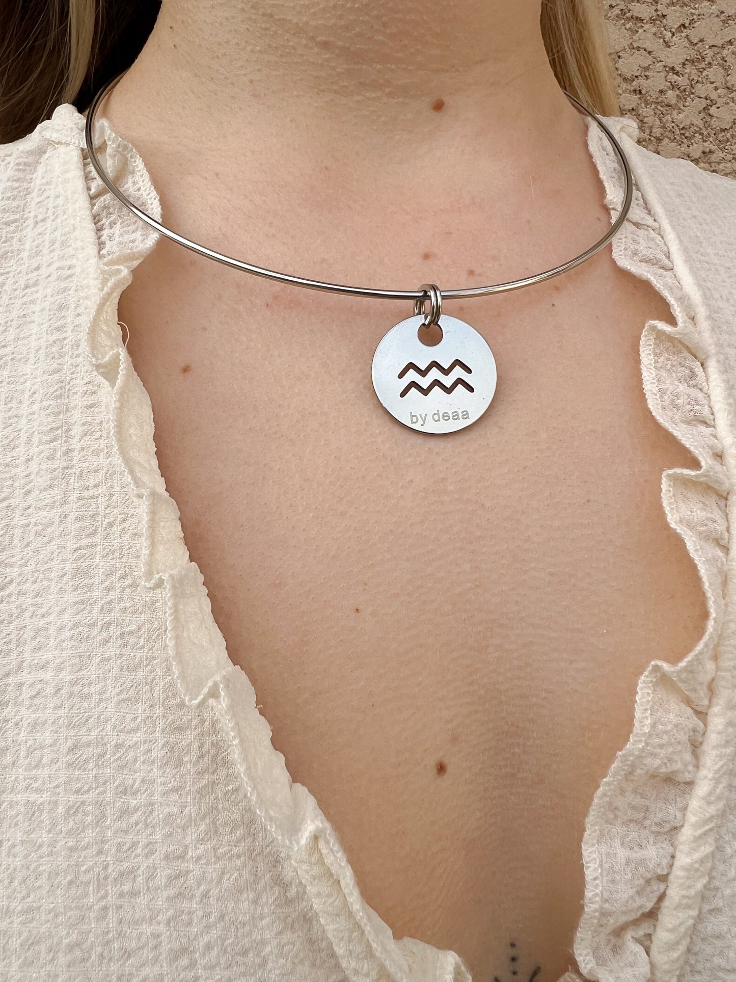 Collier acier personnalisable signes