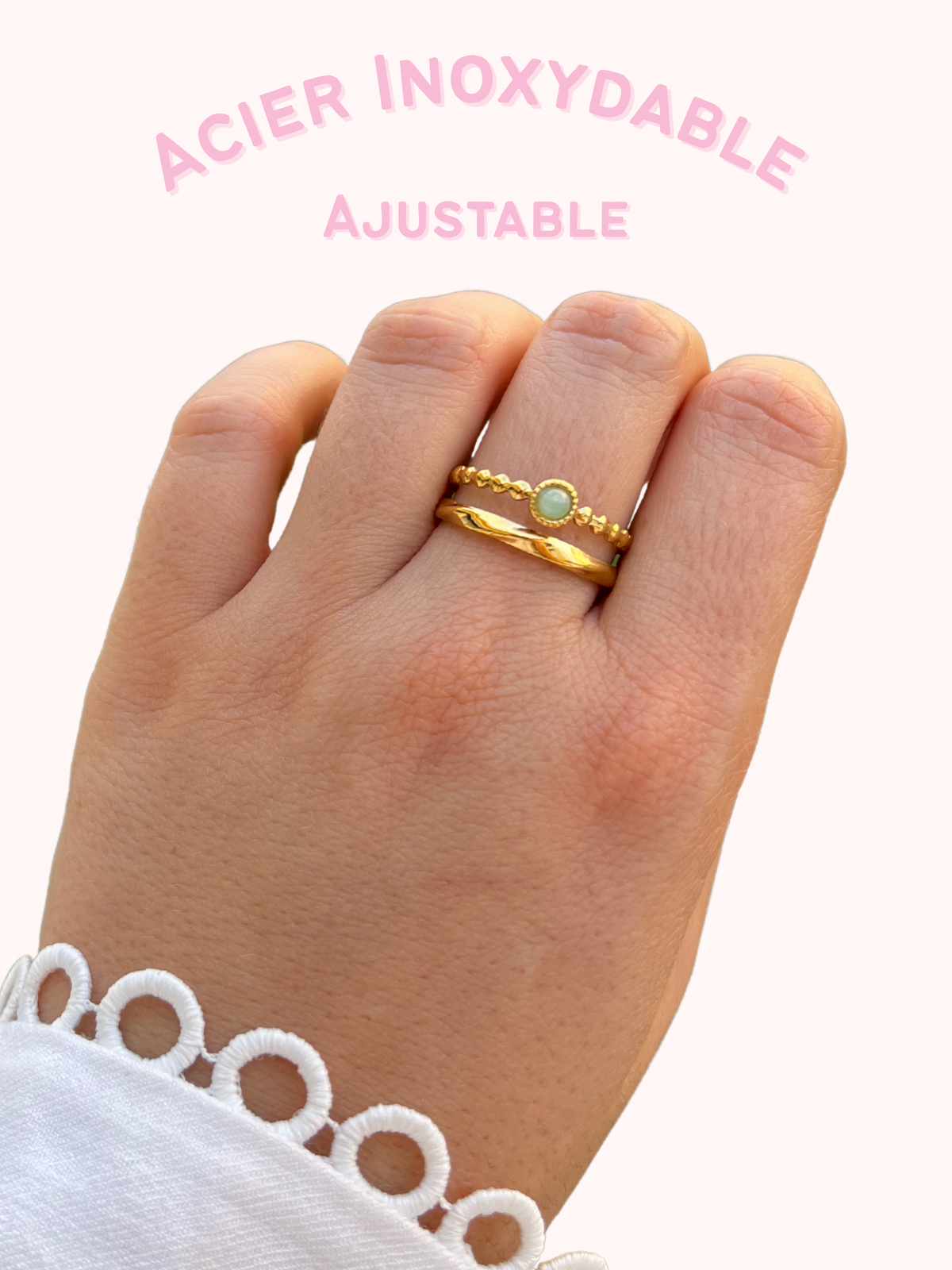 Perla – Bague Fine Perle Centrale Dorée