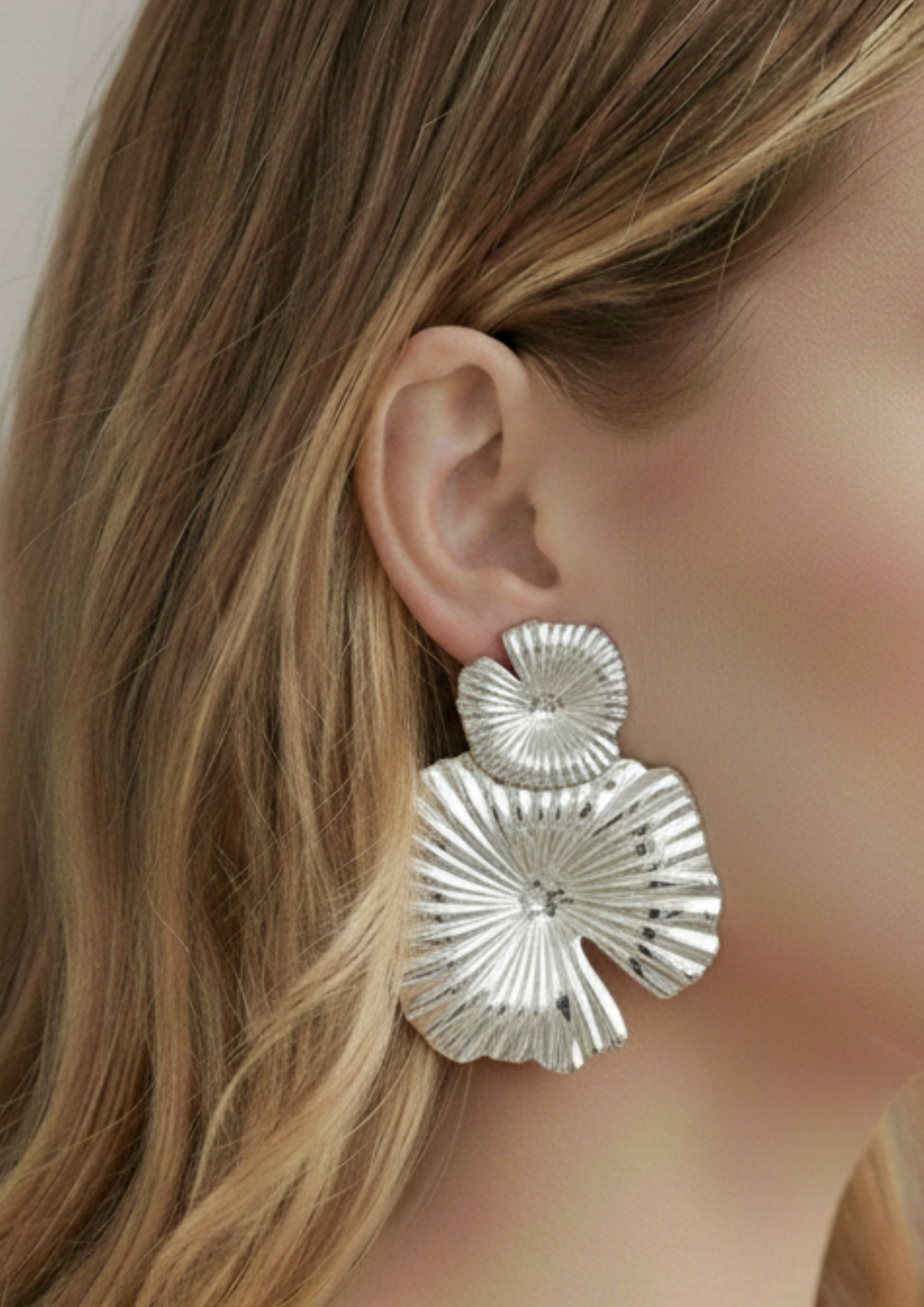Ninon – Boucles d'Oreilles Pétale Statement Acier Inoxydable