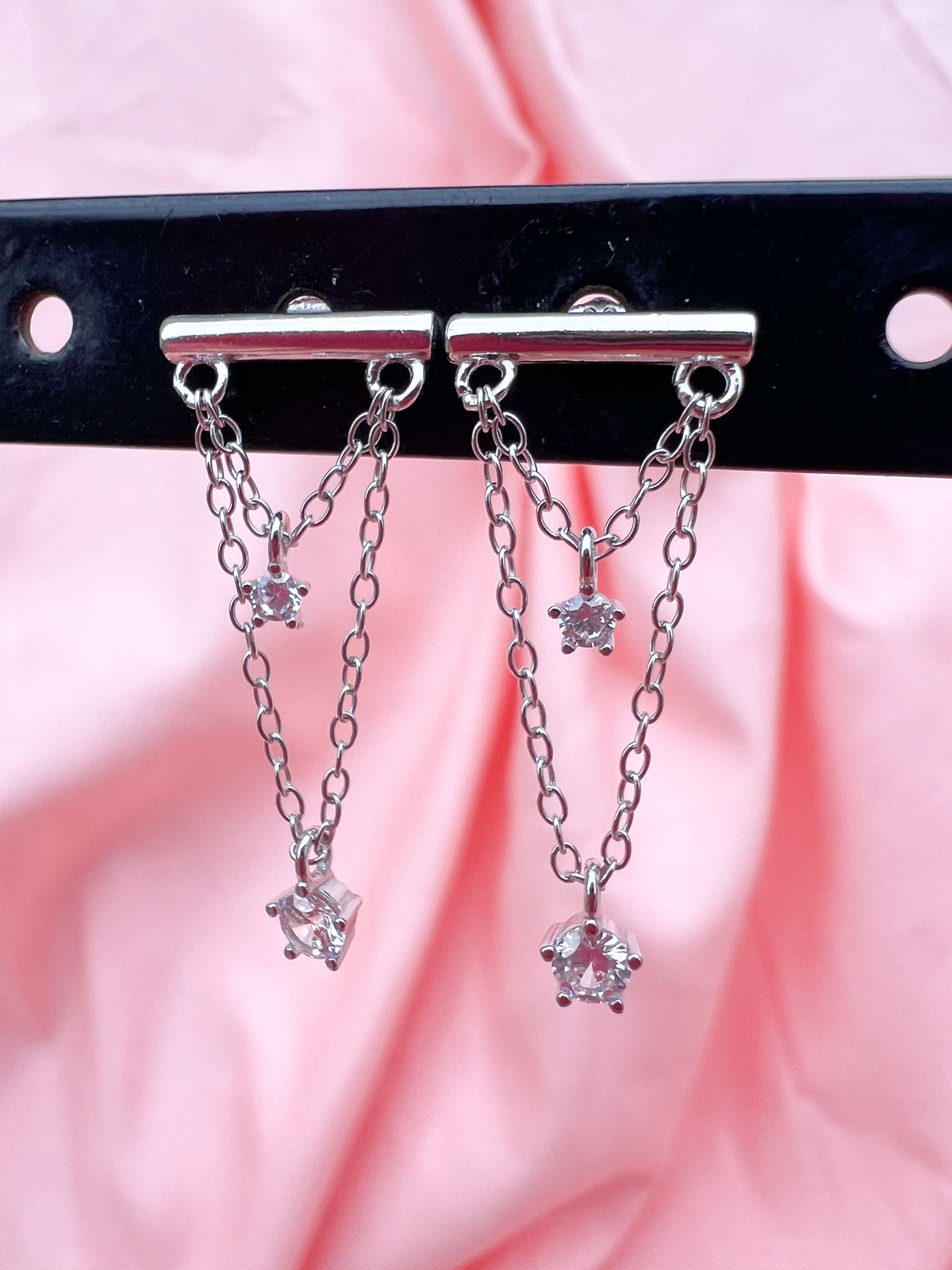 Boucles d’oreilles doubles strass pendants