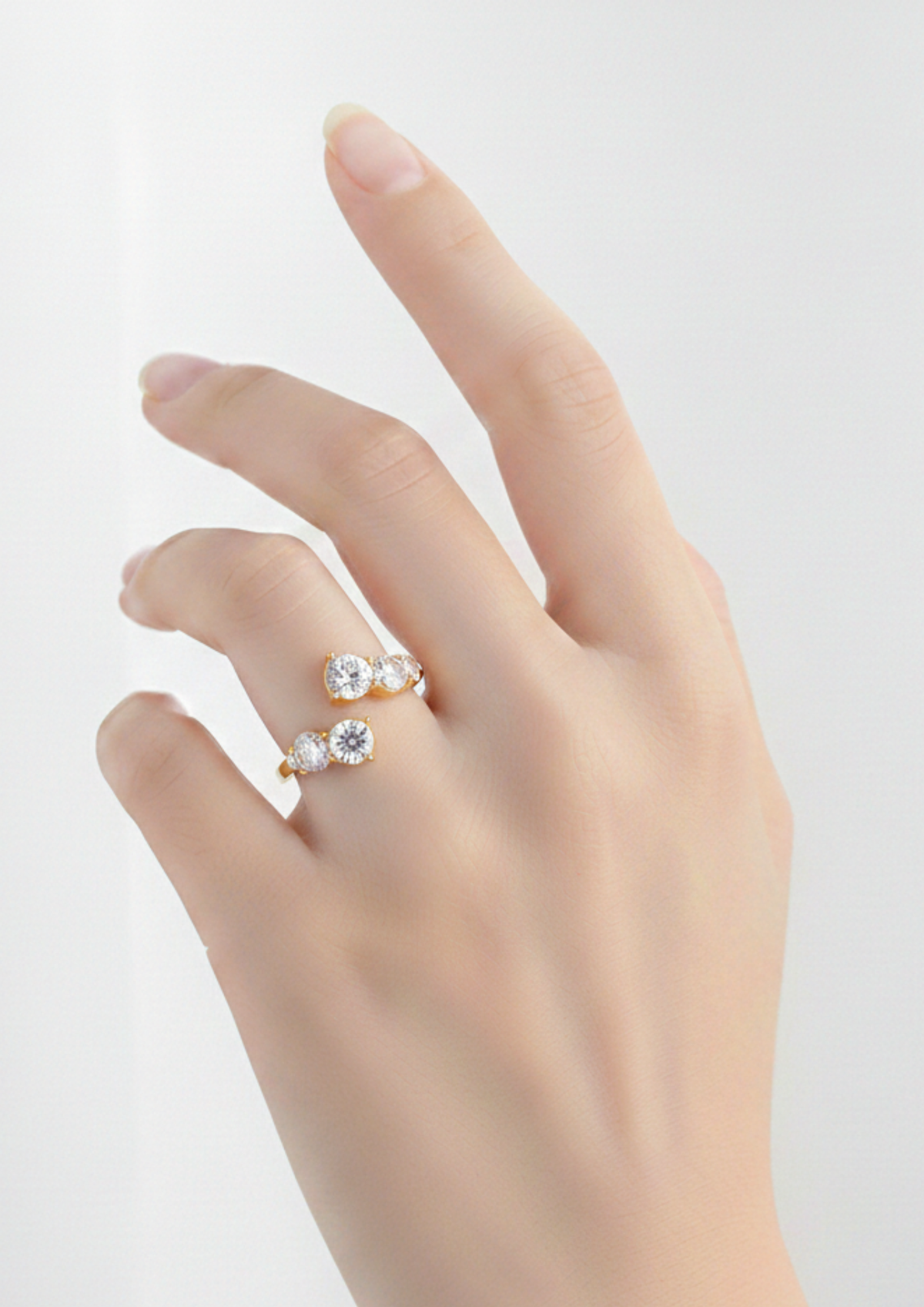 Line – Bague Pierres Blanches Acier Inoxydable