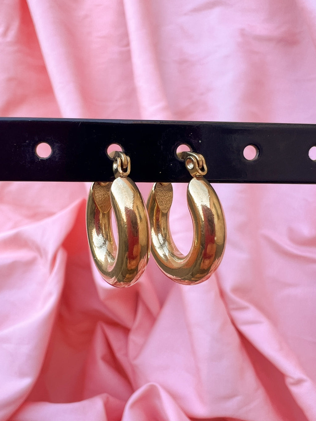 Isea – Boucles d'Oreilles Créole Chunky Dorée Acier Inoxydable