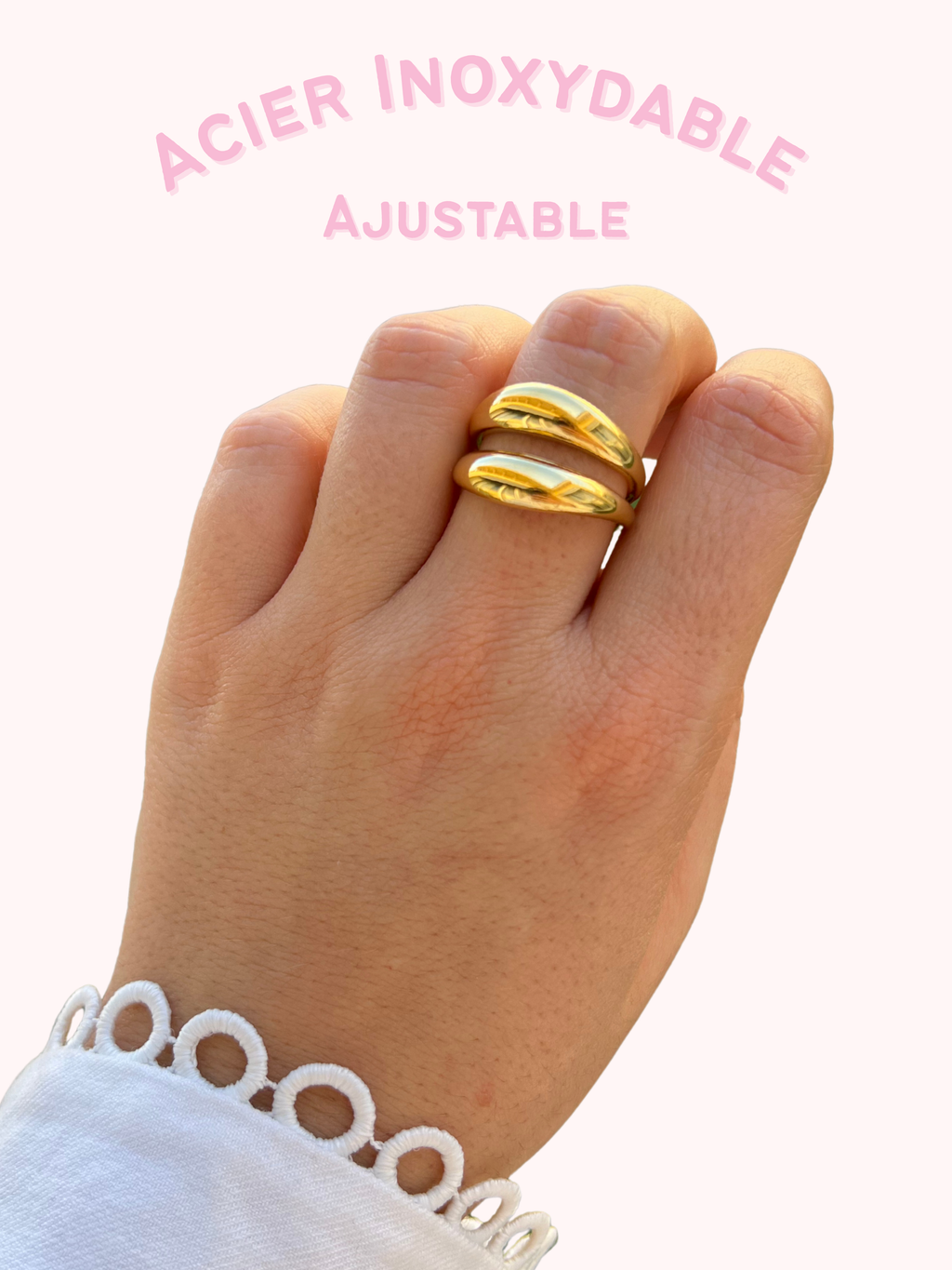 Elina – Bague Soleil Turquoise Argentée Acier Inoxydable