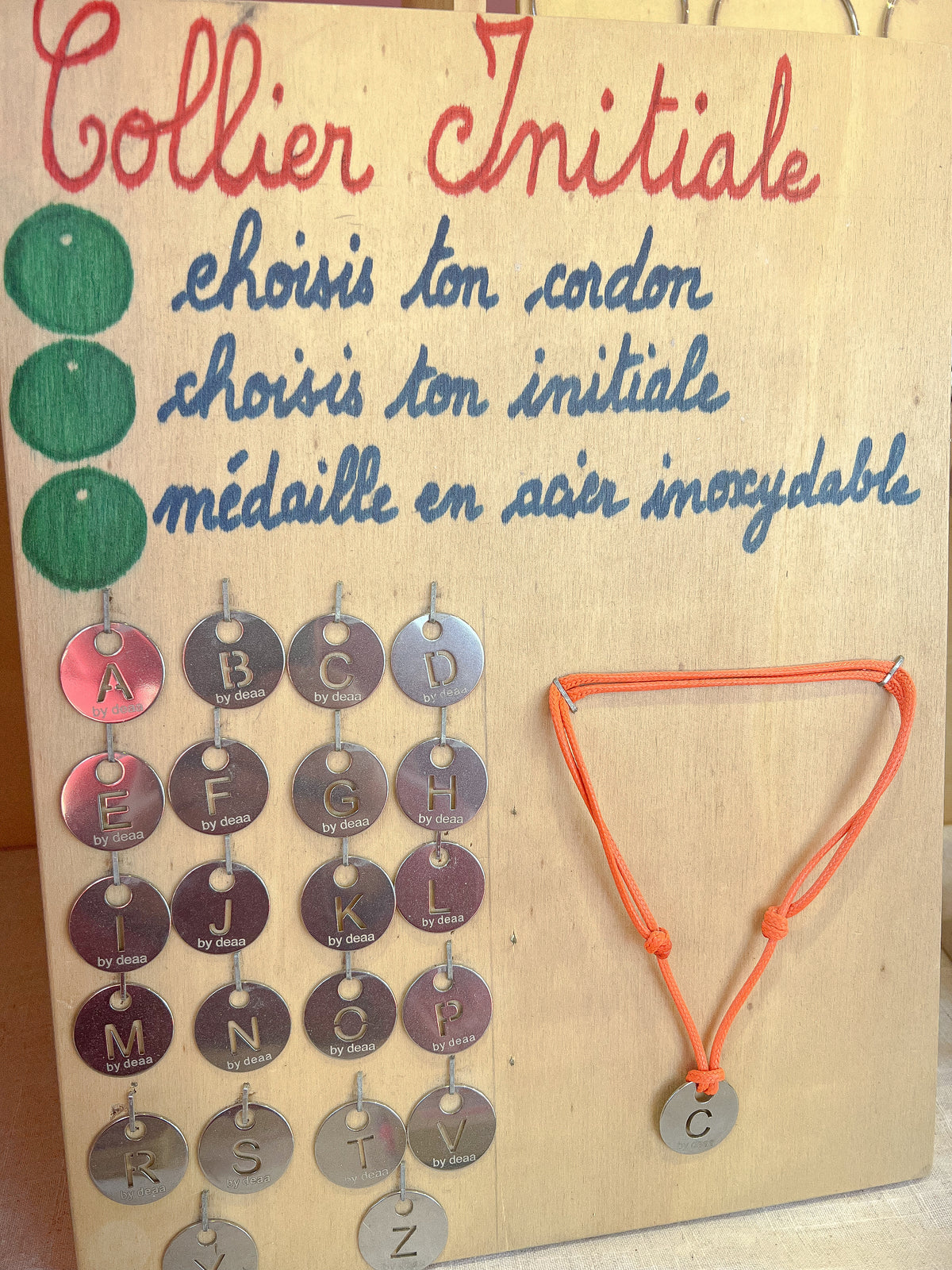 Collier Cordon Médaille Initiale Personnalisé