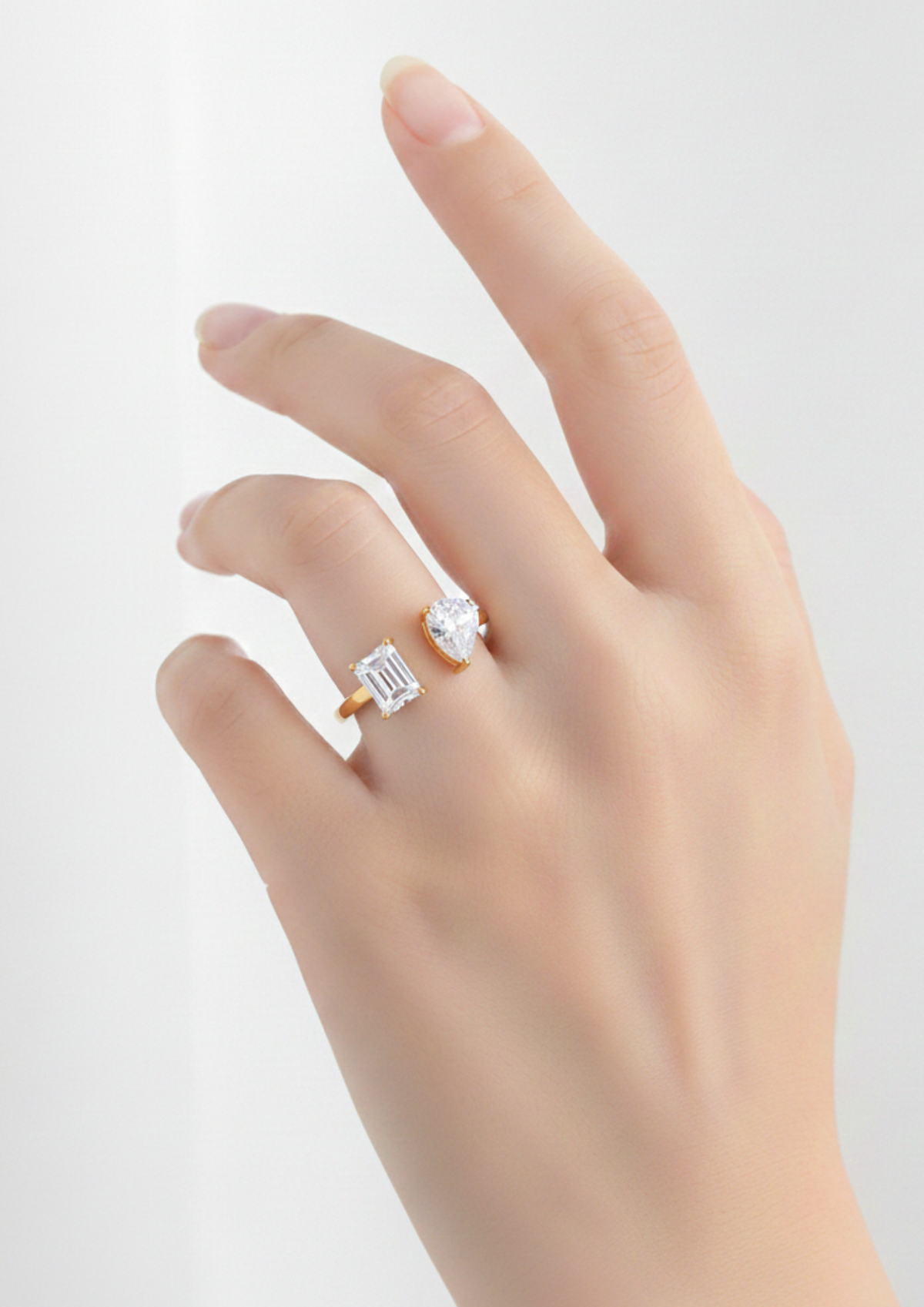 Opal – Bague Solitaire Pierre Rectangle Acier Inoxydable