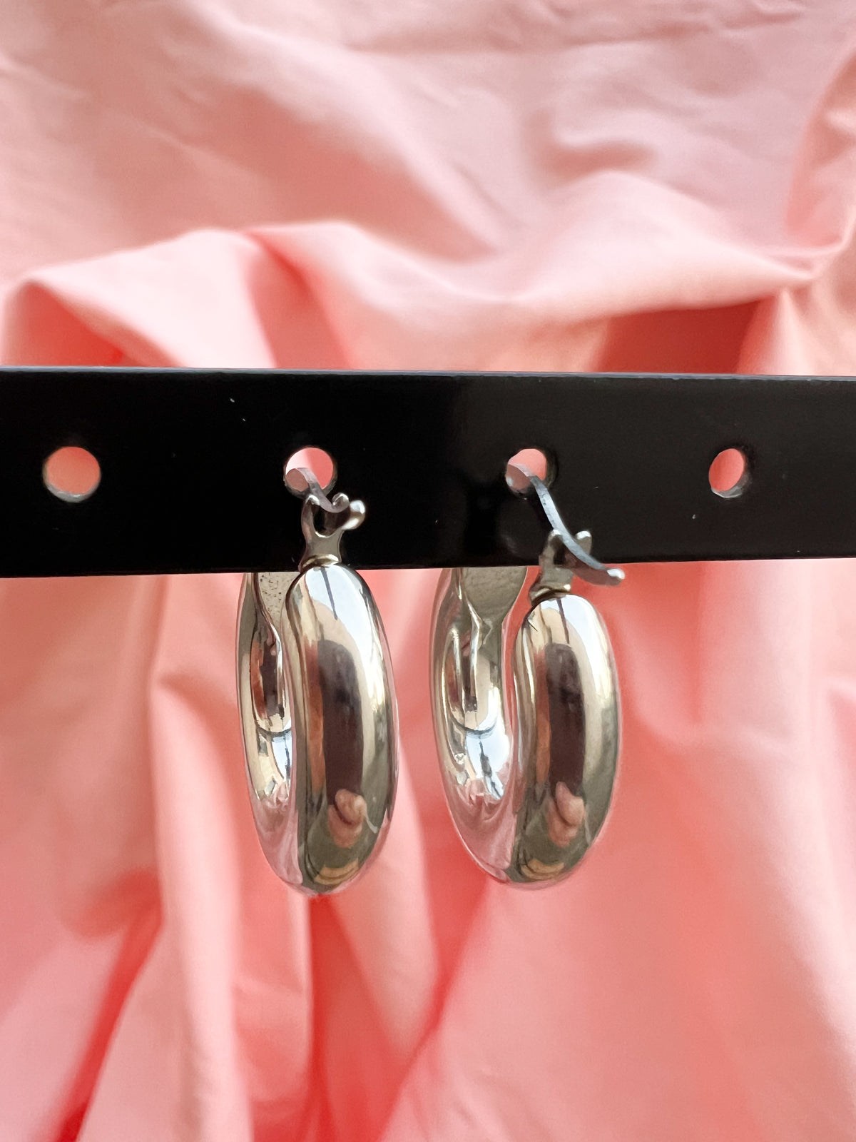 Althina – Boucles d'Oreilles Créole Chunky Argentée Acier Inoxydable