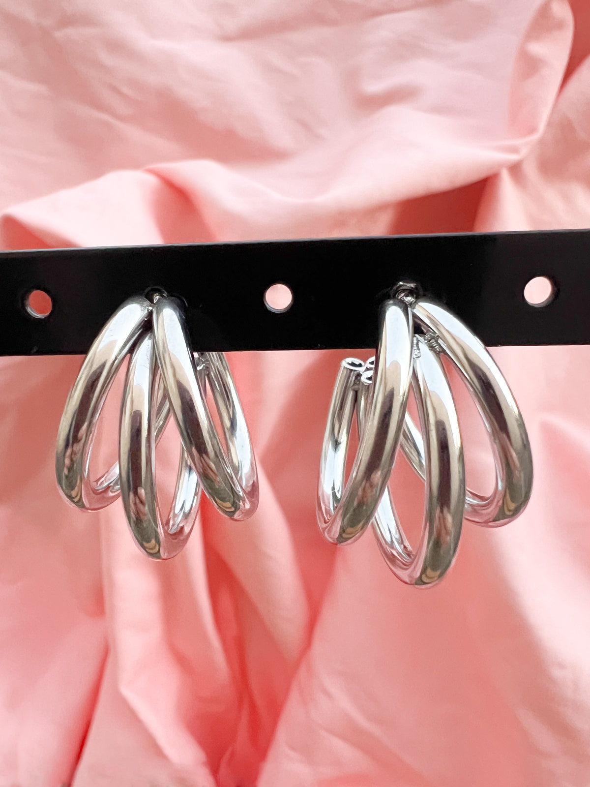 Mila – Boucles d'Oreilles Triple Créole Acier Inoxydable
