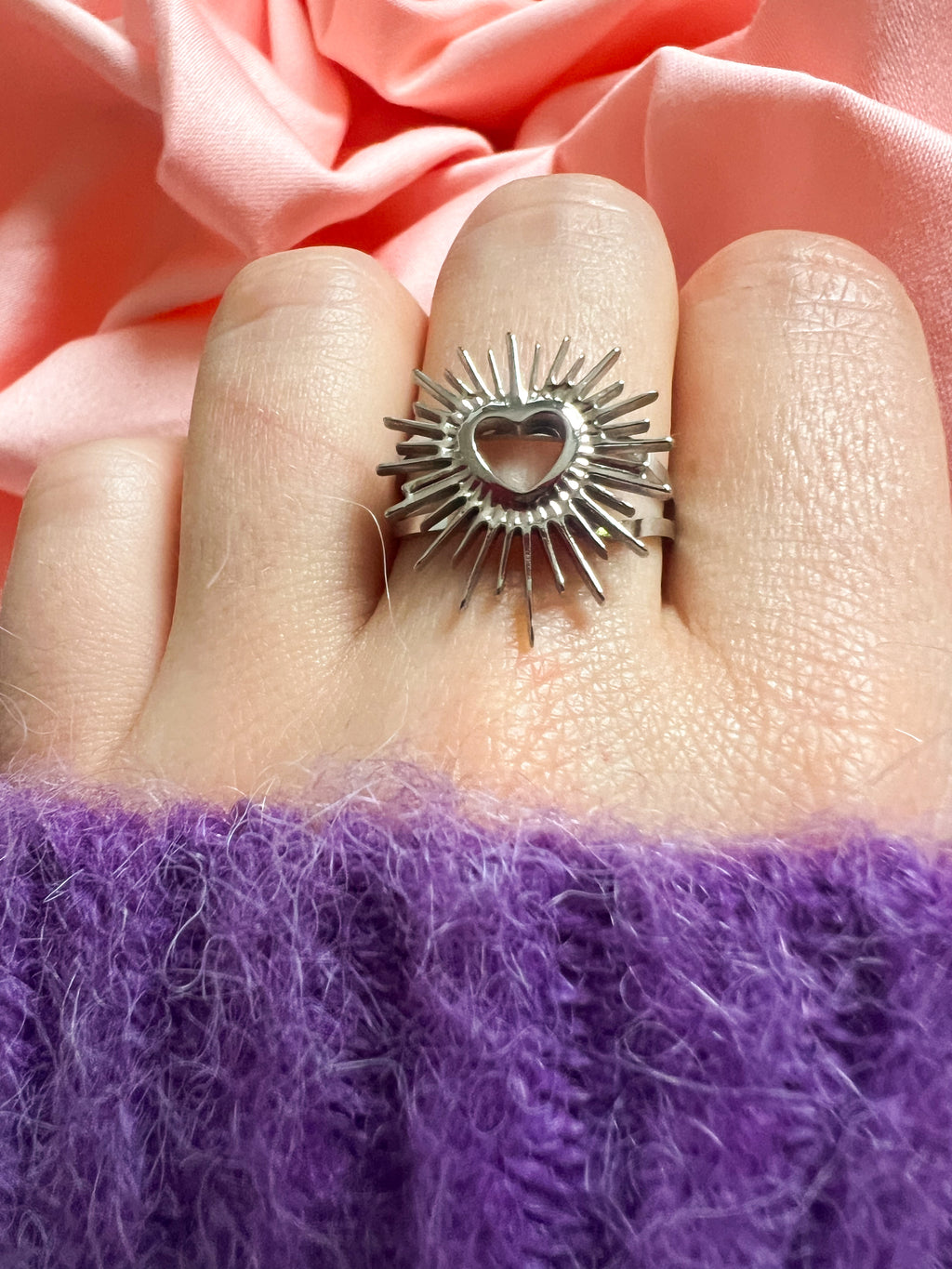 Althéa – Bague Sacred Heart Argentée Acier Inoxydable