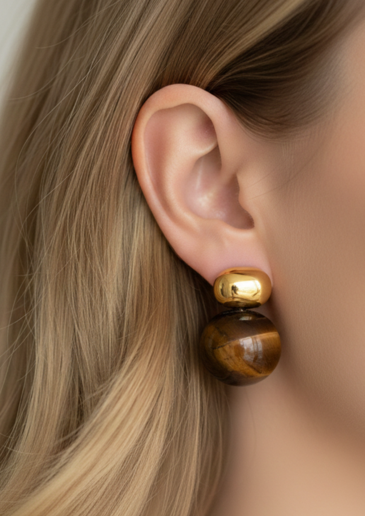 Anaelle – Boucles d'Oreilles Double Boule Acier Inoxydable
