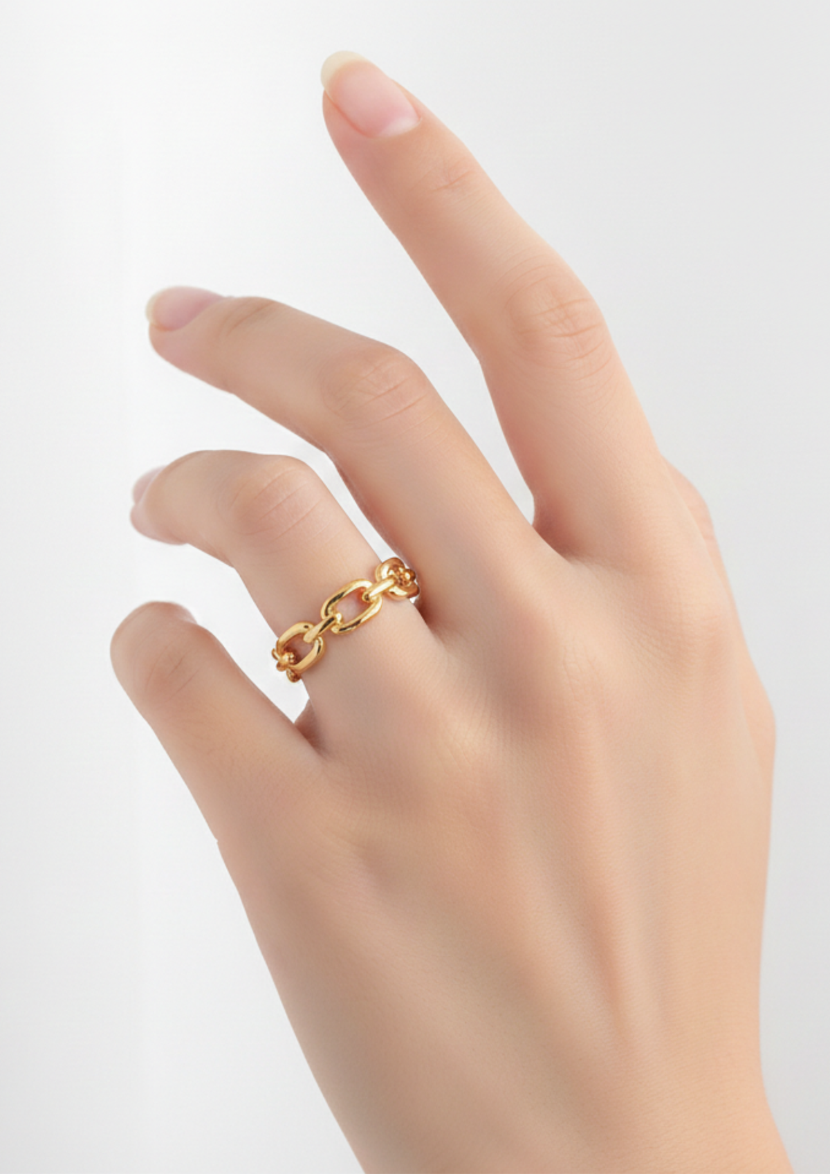 Muse – Bague Fine Chaîne Gourmette Acier Inoxydable