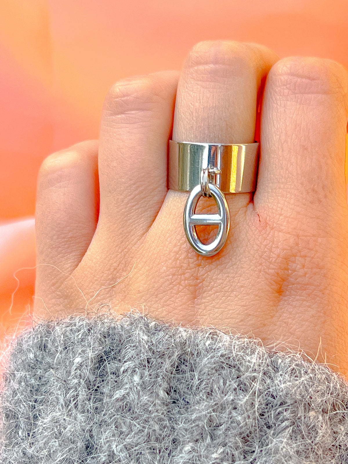Maille – Bague Médaille Maille Marine Argentée Acier Inoxydable