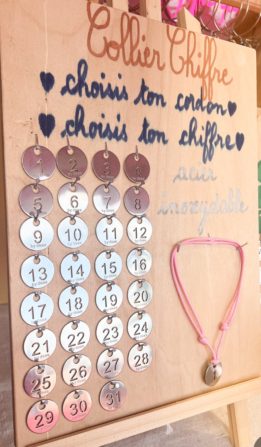 Collier Cordon Médaille Chiffre Personnalisé