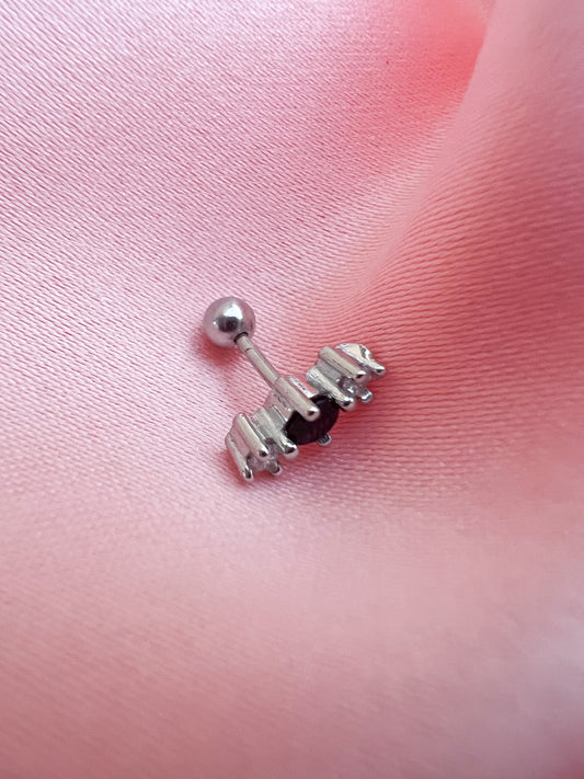 Piercing Pierre noire et strass