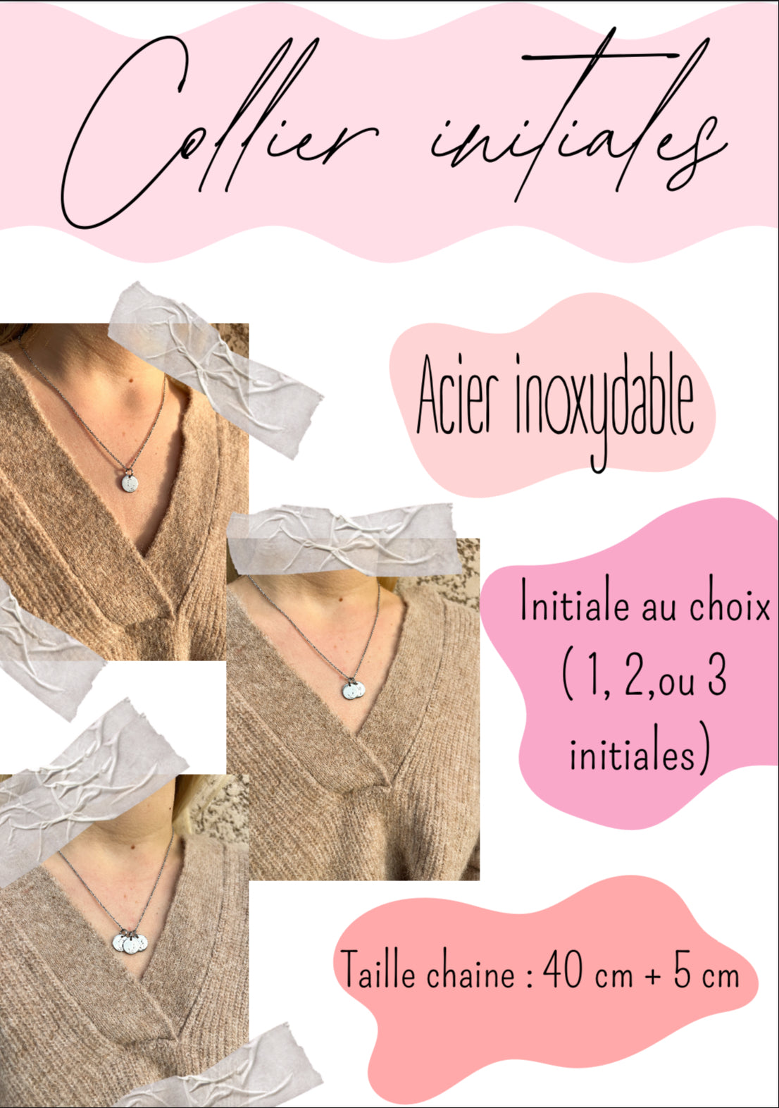 Collier Initiales Personnalisé – Acier Inoxydable