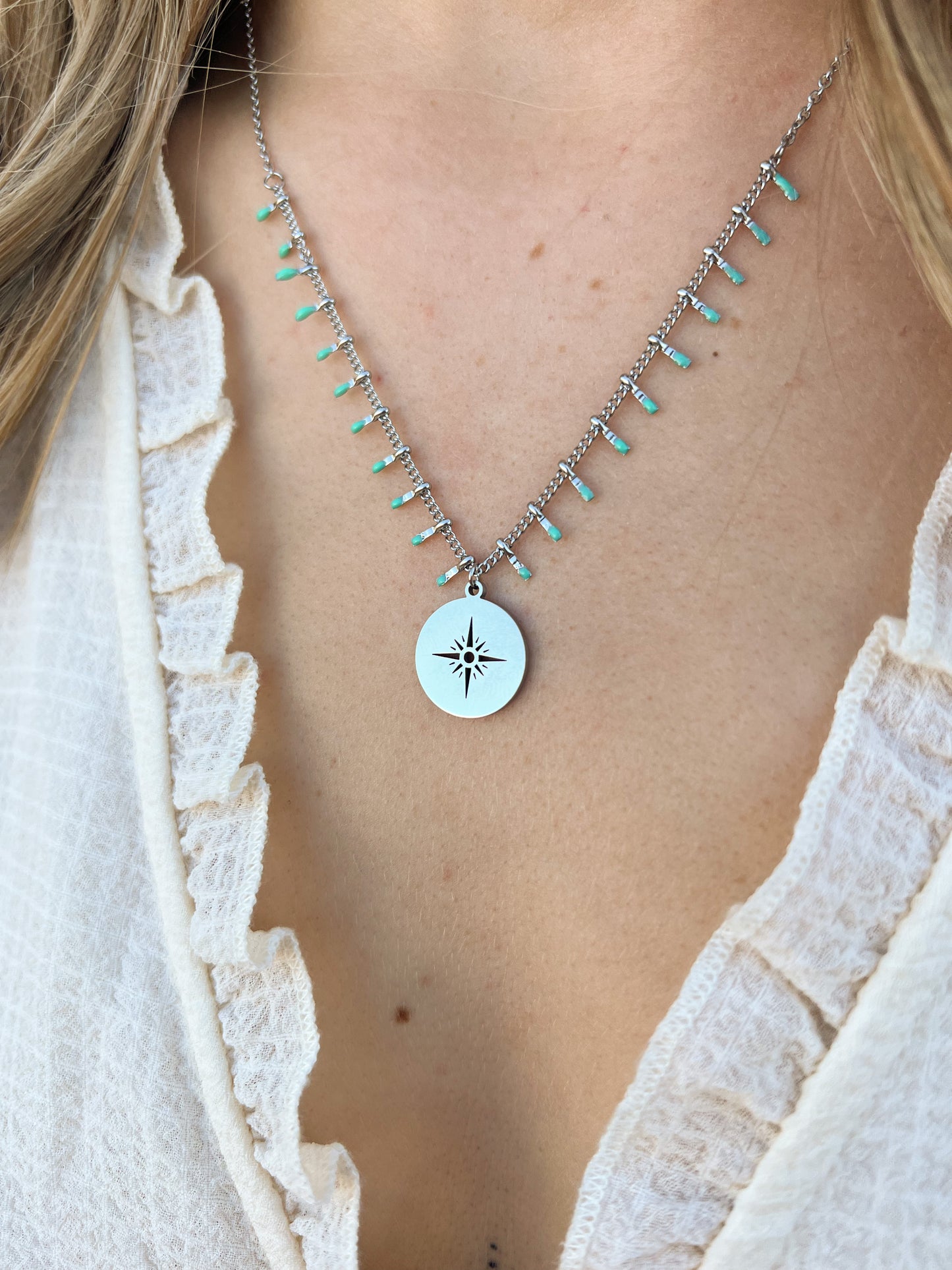 Collier étoile, bleu turquoise