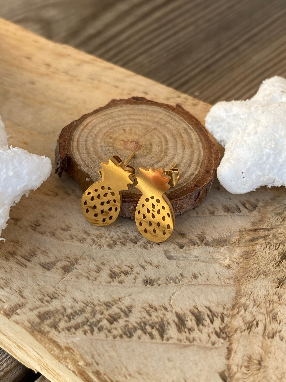 Pendientes de acero inoxidable Métis, oro piña