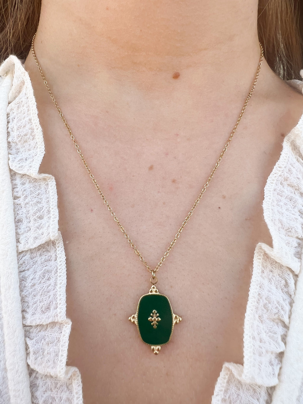 Thalia – Collier Pendentif Émaillé Vert