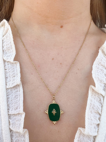 Collier plaque vert