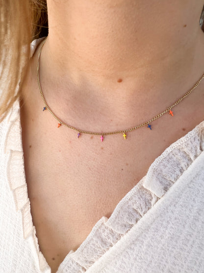 Collier croix multicolore