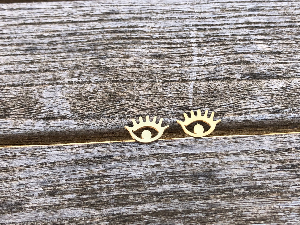 Pendientes de acero inoxidable Métis, ojo de oro