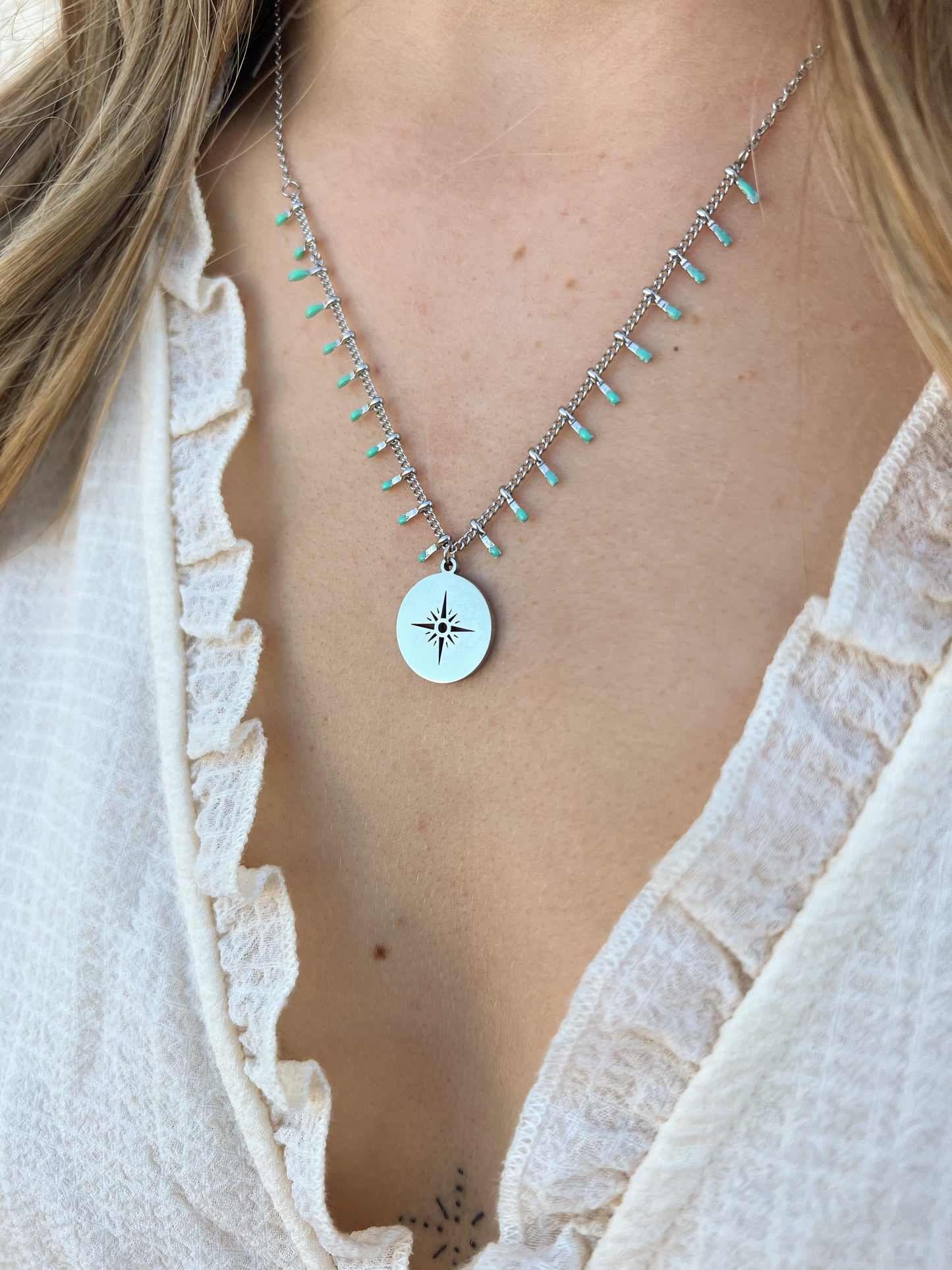 Collier étoile, bleu turquoise