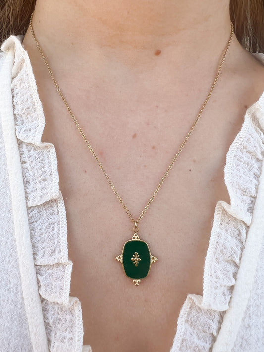 Collier plaque vert