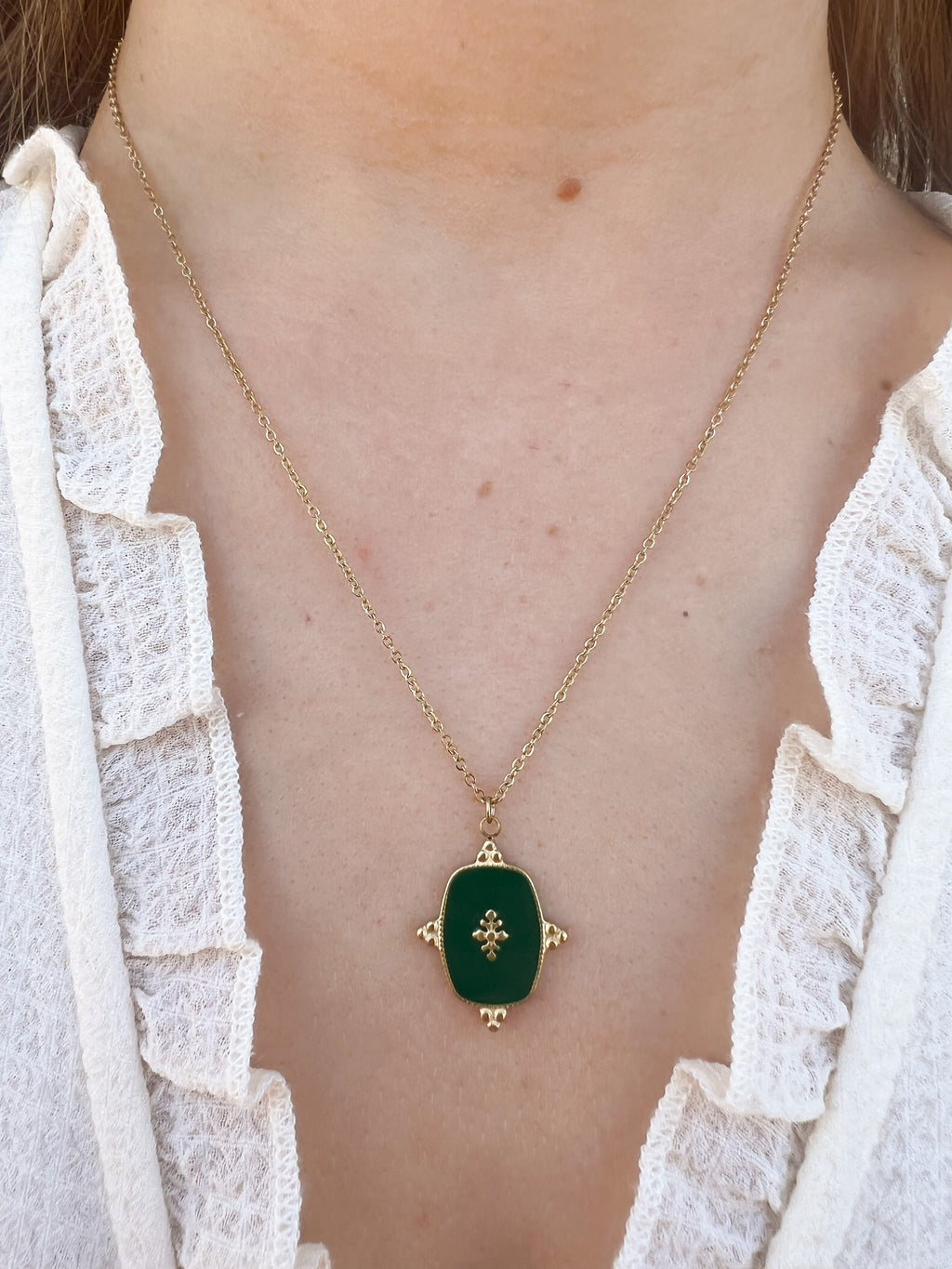 Thalia – Collier Pendentif Émaillé Vert