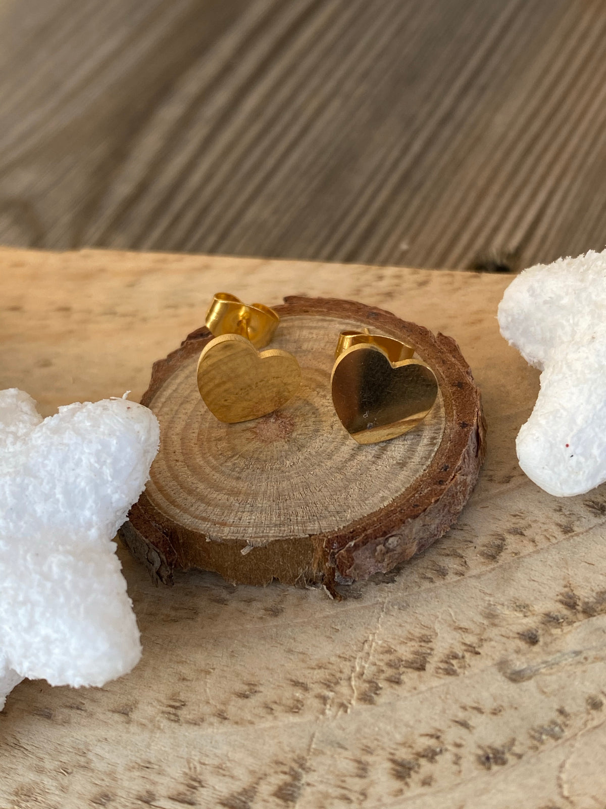 Pendientes de acero inoxidable Métis, corazón de oro.