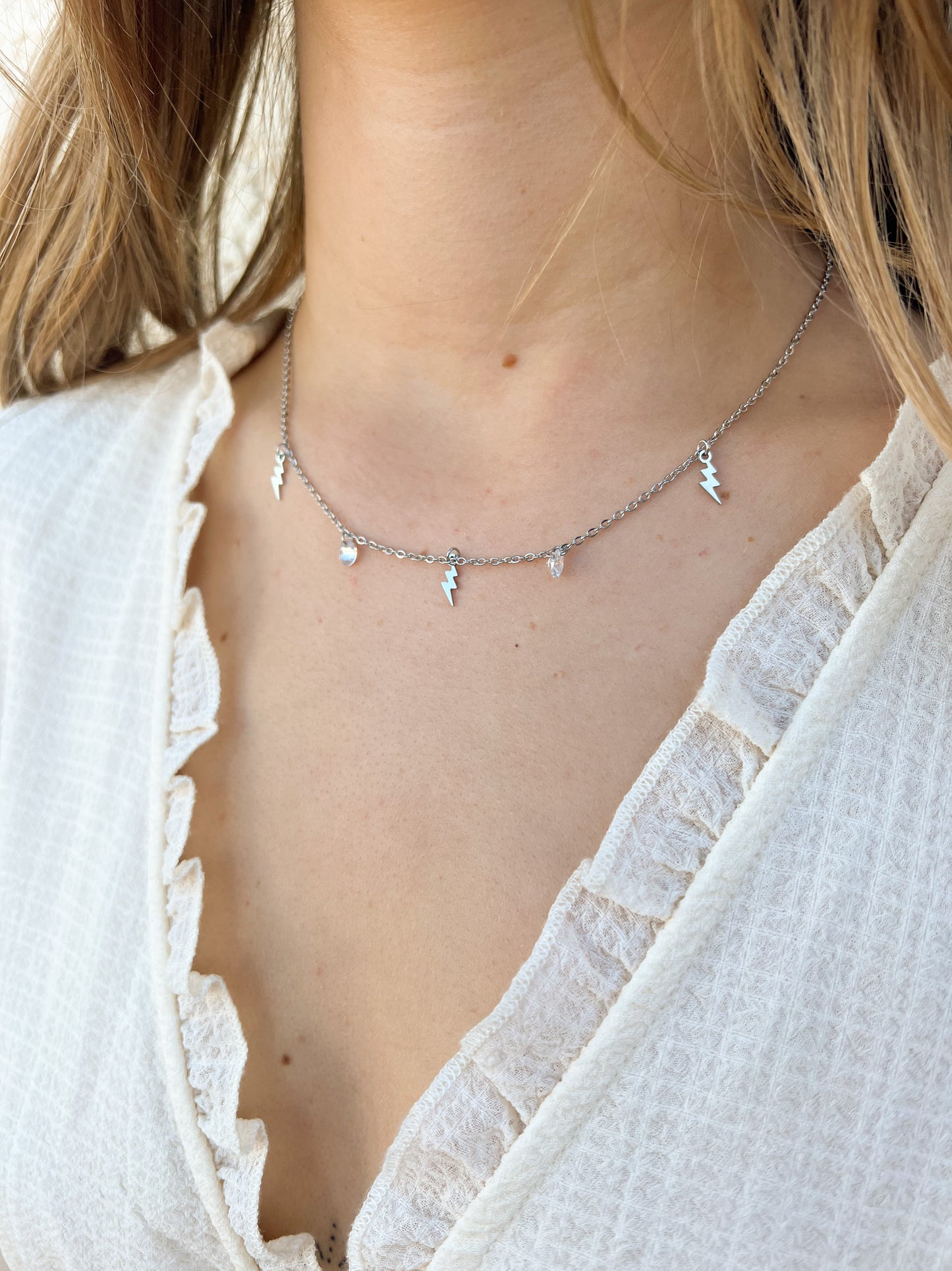 Collier éclair, strass