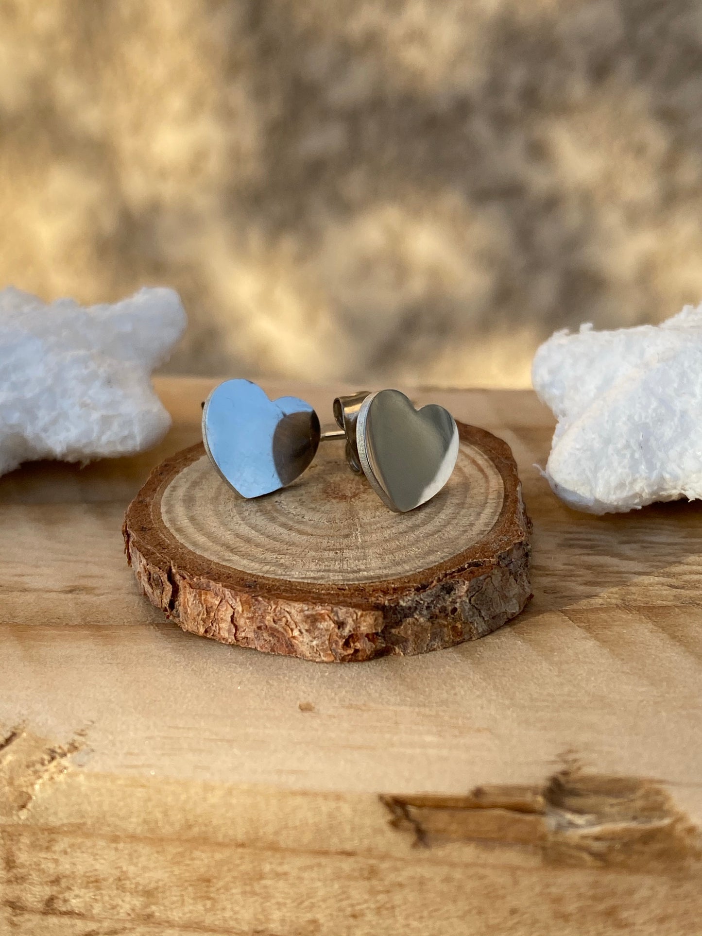 Métis stainless steel earrings, heart, silver color