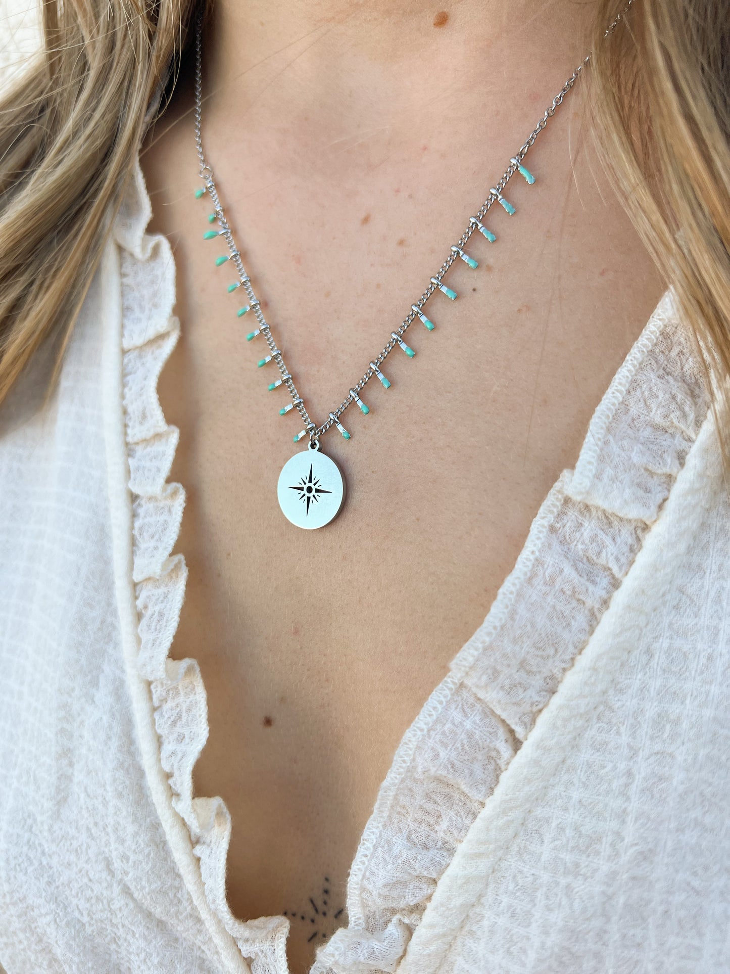 Collier étoile, bleu turquoise