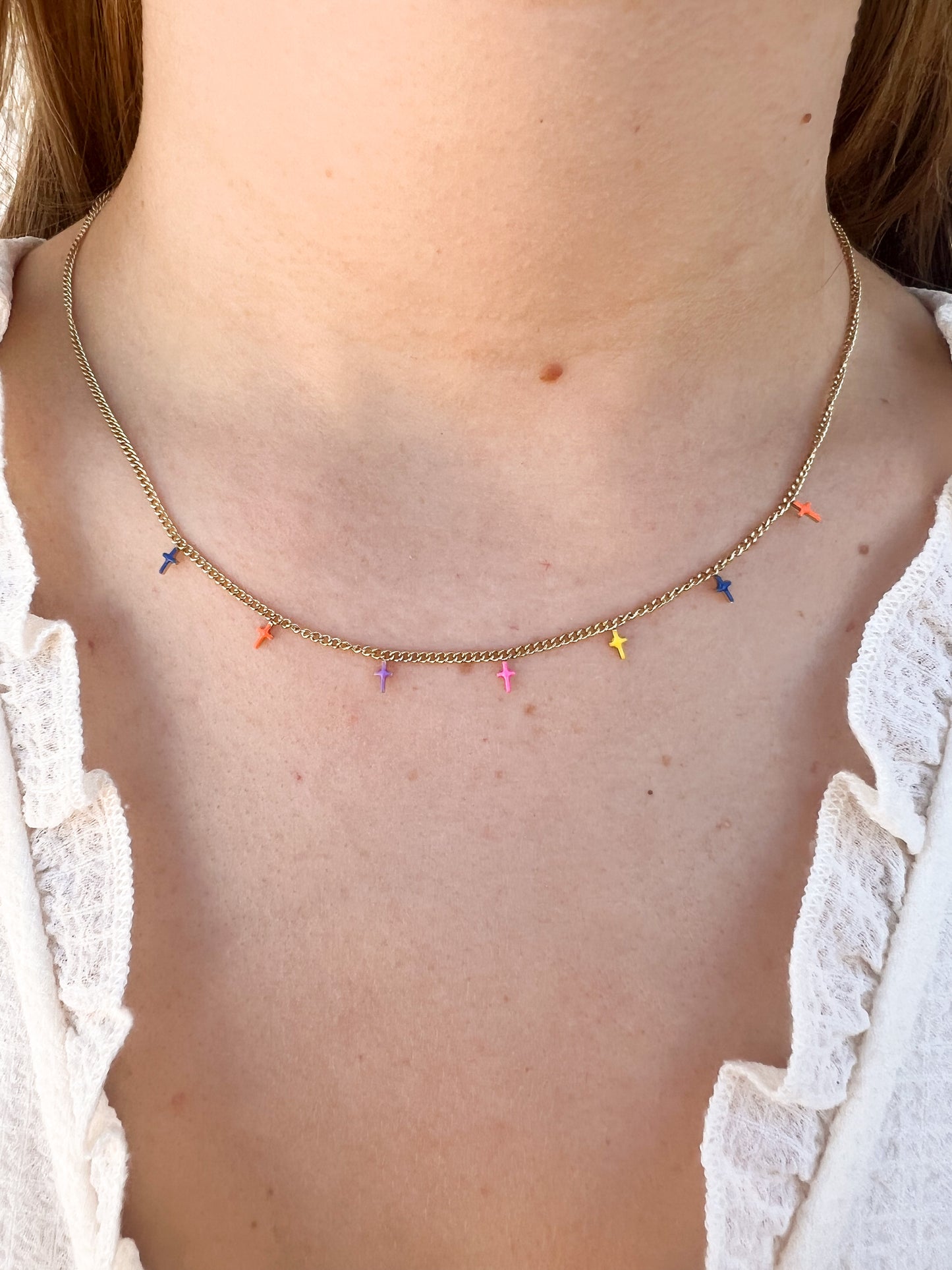 Collier croix multicolore