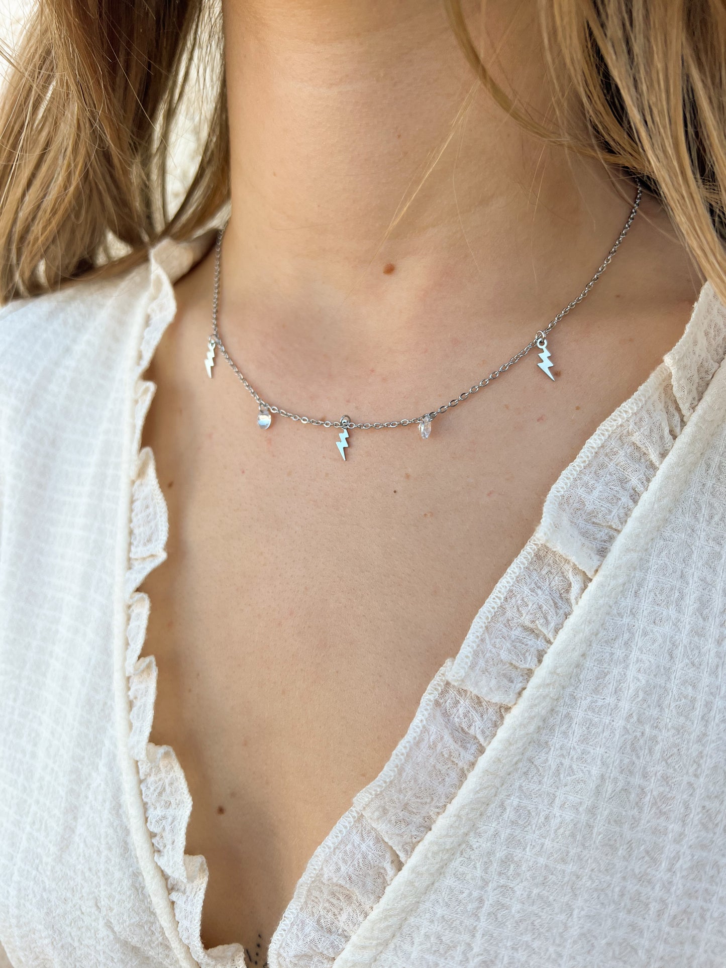 Collier éclair, strass